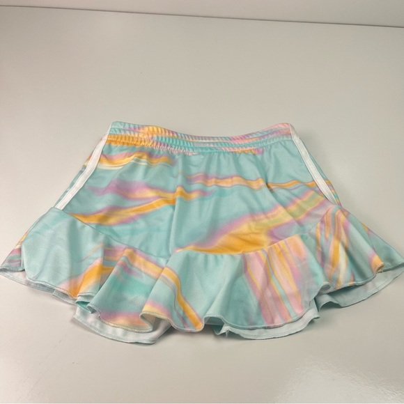 Adidas Skort Girls sz 6x Multicolor Aqua Tie Dye Abstract Print - Picture 3 of 6